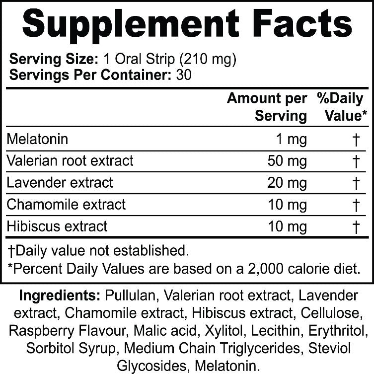 Supplement fact sample containing ingredients