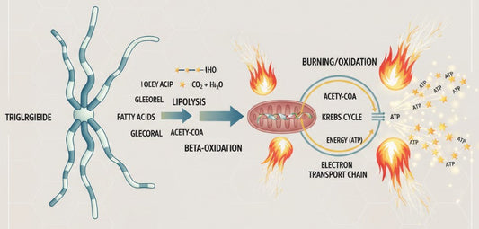 Diagram of cellular respiration process with labeled steps and energy production.