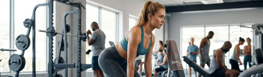Young woman in a gym working out.