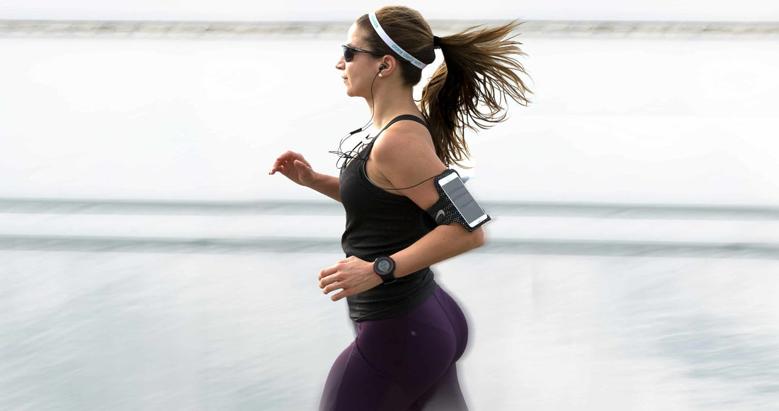 woman running on a beach