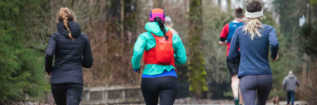 3 women running in a park