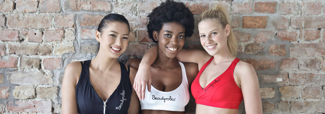 Three women in gym outfits
