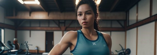 Woman in a gym focused after taking Ginkgo Biloba and Ginseng supplements