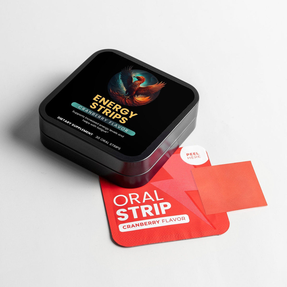 Energy supplement in oral strip form